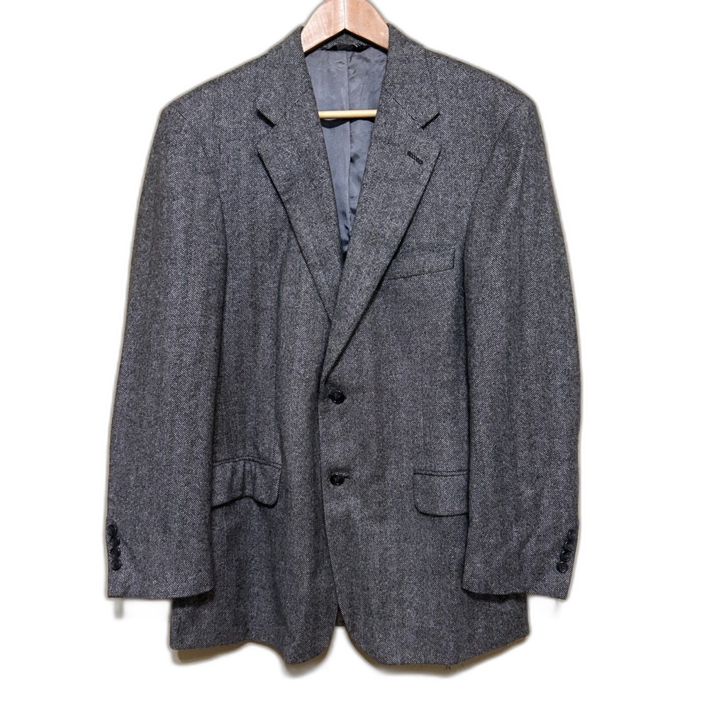 Perlis New Orleans 100% Cashmere Herringbone 2 Button Blazer Sport Coat Mens 40R